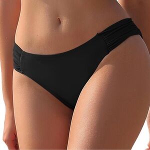 Shekini Black Bikini Swimsuit Bottoms with Ruched Sides Womens Size M (2)